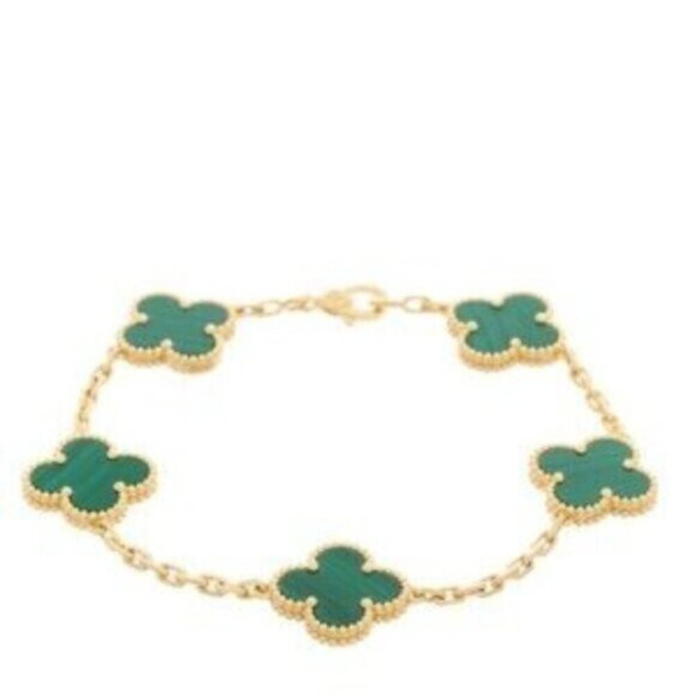 Elegant Gold and Green Clover Bracelet